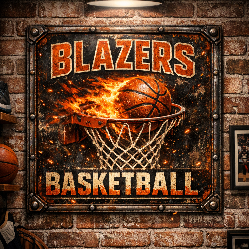 Blazers Basketball Metal Sign
